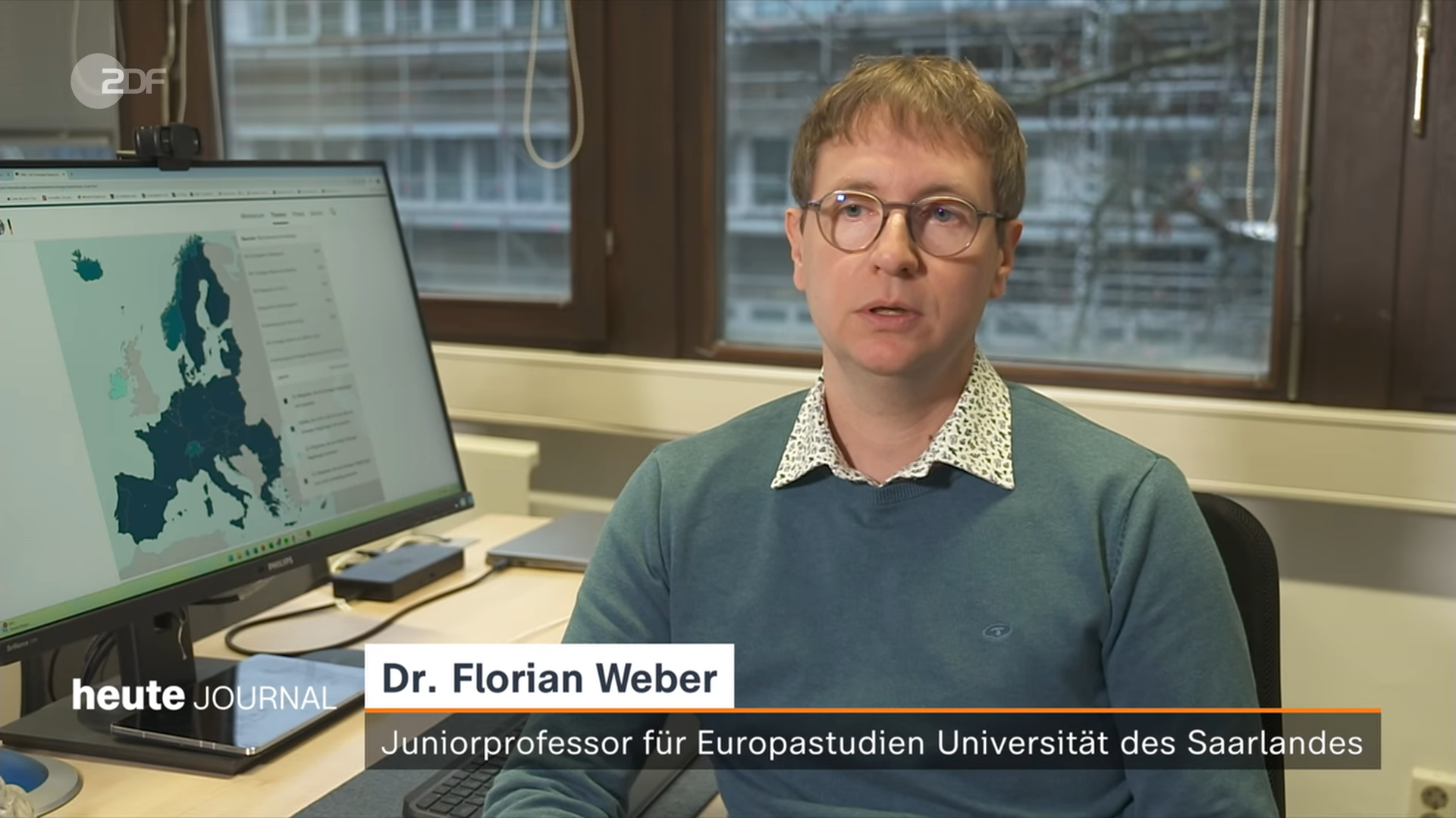 Jun.-Prof. Dr. Florian Weber beim ZDF heute journal am 13. Januar 2025