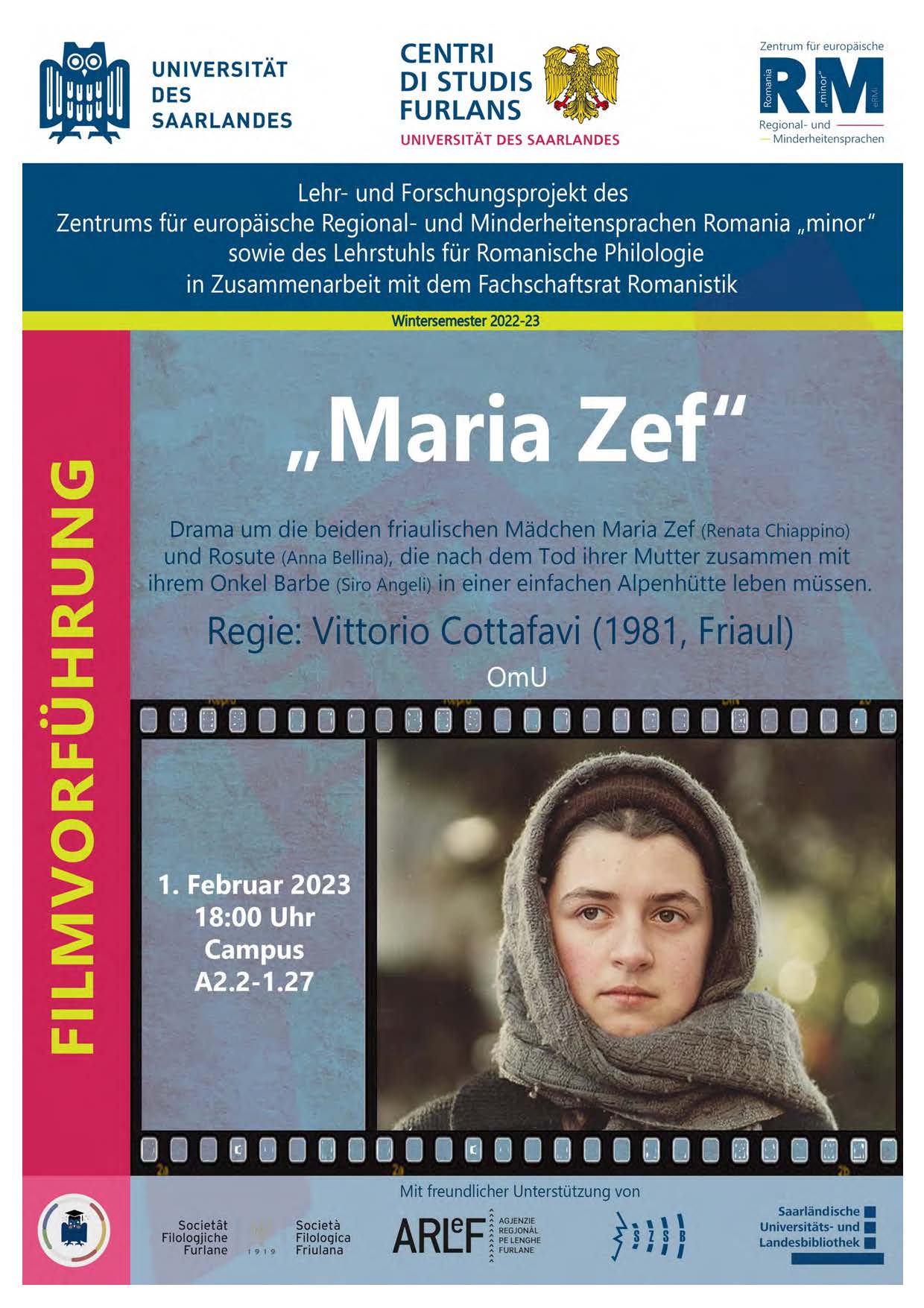 Plakat zur Filmvorführung Maria Zef