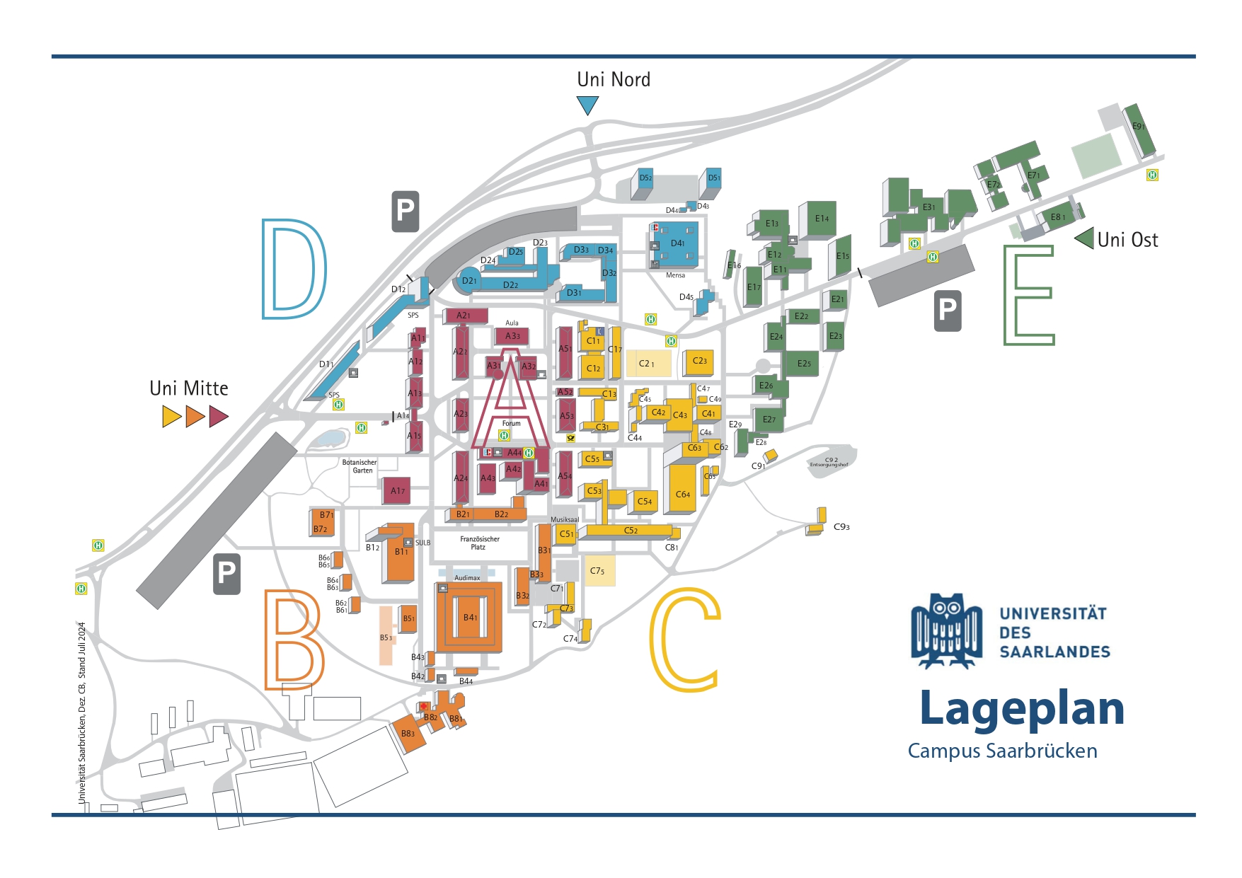 Lageplan Campus Saarbrücken