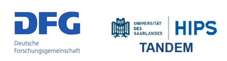 Logos der Förderer dieses Forschungsschwerpunkts: Deutsche Forschungsgemeinschaft (DFG), UdS/HIPS Tandem